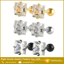 Titanio negro oro plata plateado 5mm cuadrado Zircon cúbico oreja Tragus Piercing cartílago